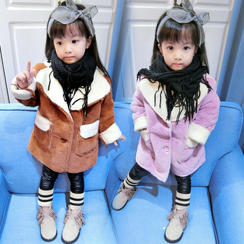 Παιδικό χειμωνιάτικο παλτό για κορίτσια από μαλλί μείγμα σε δύο χρώματα