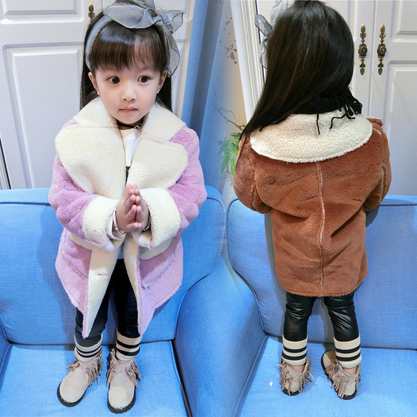 Παιδικό χειμωνιάτικο παλτό για κορίτσια από μαλλί μείγμα σε δύο χρώματα