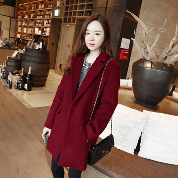 Дълго дамско есенно-зимно палто в червен, сив и бордо цвят
