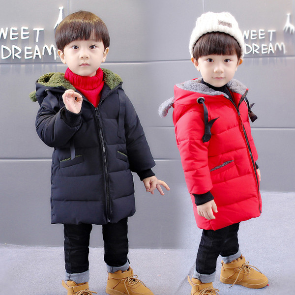 Παιδικό παχύ χειμωνιάτικο σακάκι για αγόρια με κουκούλα με αυτιά σε δύο χρώματα