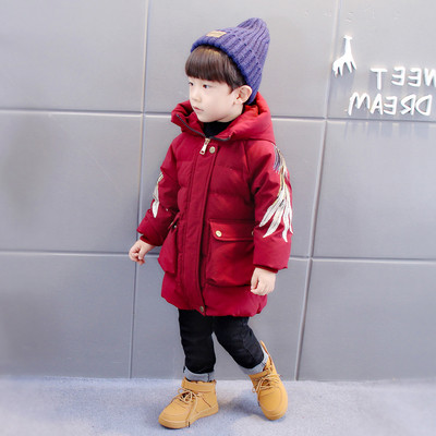 Βαμβακερό χειμωνιάτικο σακάκι με κουκούλα για αγόρια με κεντήματα σε μανίκια σε δύο χρώματα