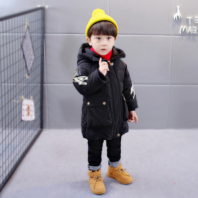 Βαμβακερό χειμωνιάτικο σακάκι με κουκούλα για αγόρια με κεντήματα σε μανίκια σε δύο χρώματα