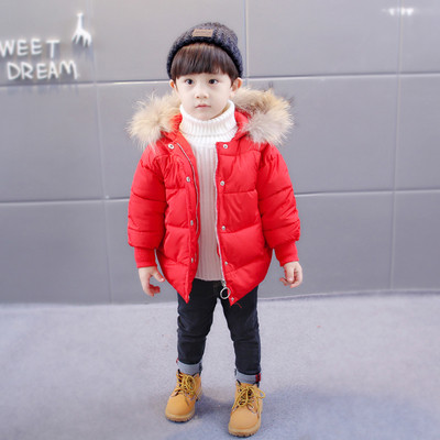 Χοντρό σακάκι για αγόρια με κουκούλα και χνούδι σε τρία χρώματα