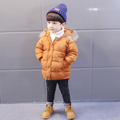 Χοντρό σακάκι για αγόρια με κουκούλα και χνούδι σε τρία χρώματα