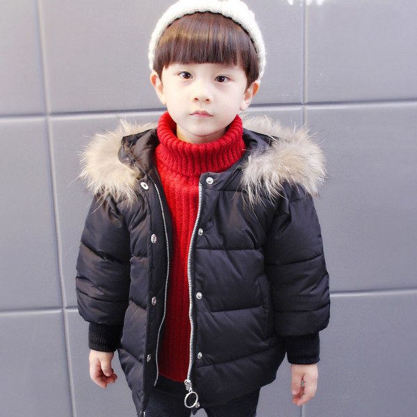 Χοντρό σακάκι για αγόρια με κουκούλα και χνούδι σε τρία χρώματα