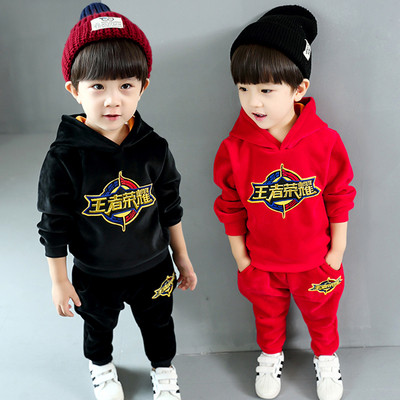 Детски спортен комплект за момчета от две части,подходящ за зимата в черен и червен цвят 