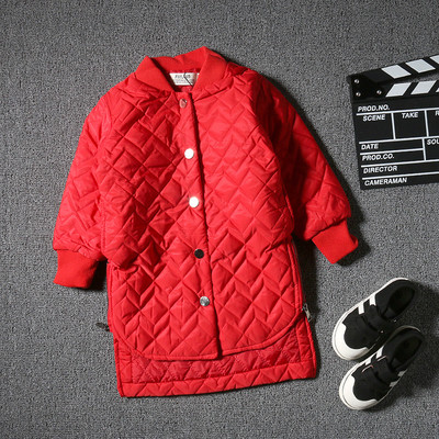 Σπορ-κομψό χειμωνιάτικο σακάκι για αγόρια, μακρύ σχέδιο σε κόκκινο και μαύρο χρώμα