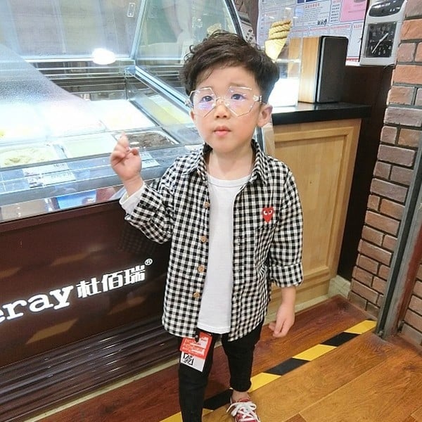 Παιδικό τροχόσικο πουκάμισο για αγόρια με μίνι εφέ