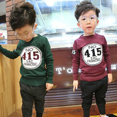 Φθινόπωρο-χειμωνιάτικο πουλόβερ μωρών με κολάρο σε σχήμα O για αγόρια σε κόκκινο και πράσινο χρώμα