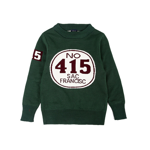 Φθινόπωρο-χειμωνιάτικο πουλόβερ μωρών με κολάρο σε σχήμα O για αγόρια σε κόκκινο και πράσινο χρώμα