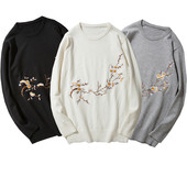 Χειμερινό πουλόβερ με ανοιχτό πουκάμισο και πολύχρωμα λουλούδια