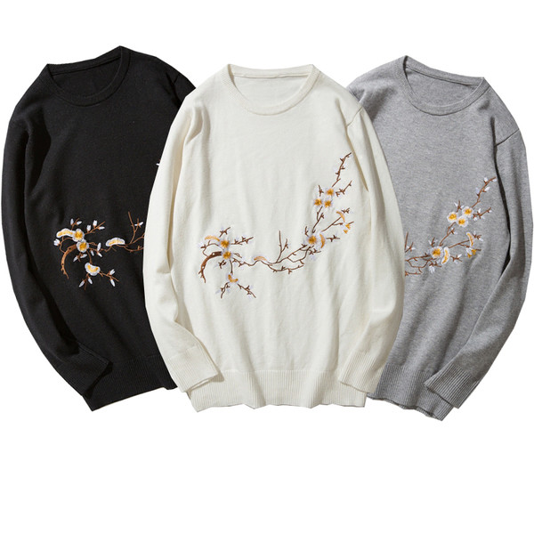 Χειμερινό πουλόβερ με ανοιχτό πουκάμισο και πολύχρωμα λουλούδια