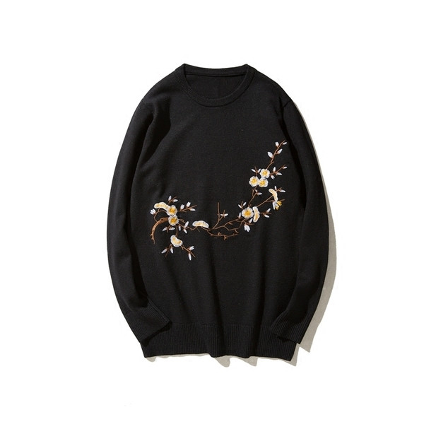 Χειμερινό πουλόβερ με ανοιχτό πουκάμισο και πολύχρωμα λουλούδια