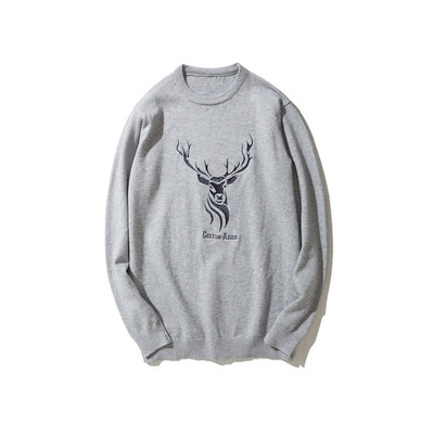 Ανδρικό πουλόβερ με περιλαίμιο σε σχήμα O και κέντημα σε ζώο