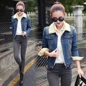 Τζιν denim παλτό με επένδυση από μαλακό μαλλί