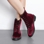 Дамски ежедневни боти с дължина до глезена и груба неплъзгаща се подметка