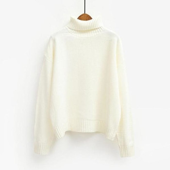 Много удобен и много топъл дамски ежедневен пуловер с полувисока О-образна яка