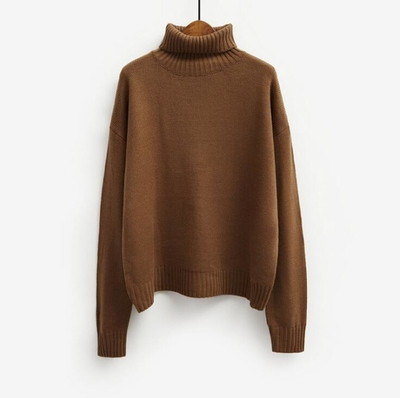 Πολύ άνετο και πολύ ζεστό κυρίες καθημερινό πουλόβερ με ημι-υψηλό κολάρο σε σχήμα O