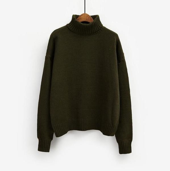 Πολύ άνετο και πολύ ζεστό κυρίες καθημερινό πουλόβερ με ημι-υψηλό κολάρο σε σχήμα O
