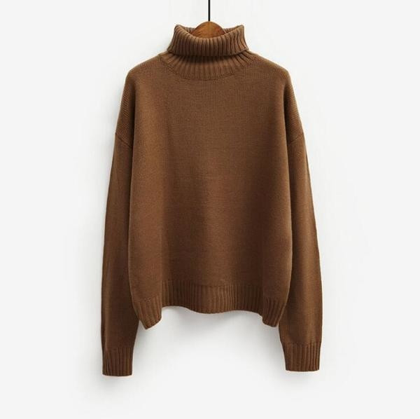 Πολύ άνετο και πολύ ζεστό κυρίες καθημερινό πουλόβερ με ημι-υψηλό κολάρο σε σχήμα O