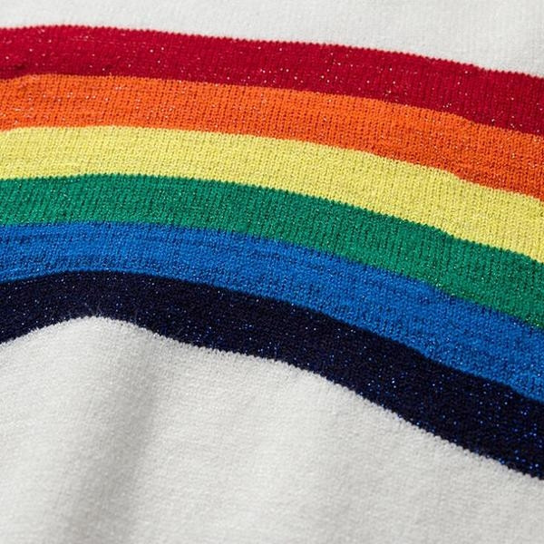 Уникален дамски пуловер с шарени мотиви в цветовете на дъгата , 2 цвята