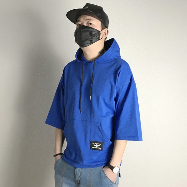 Ανδρική μπλούζα με κουκούλα και μανίκια 3/4 σε διάφορα χρώματα