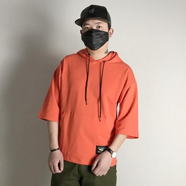 Ανδρική μπλούζα με κουκούλα και μανίκια 3/4 σε διάφορα χρώματα