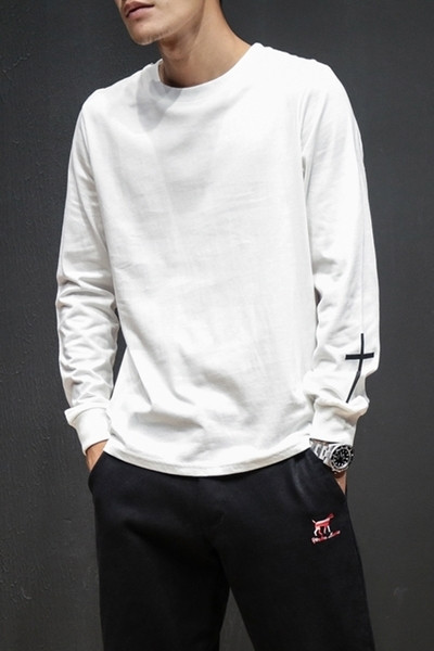 Мъжка блуза с дълъг ръкав с апликация и надпис на гърба