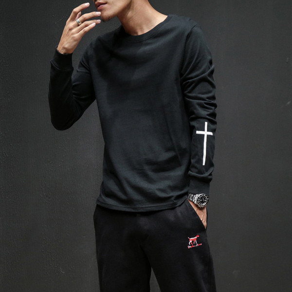 Мъжка блуза с дълъг ръкав с апликация и надпис на гърба