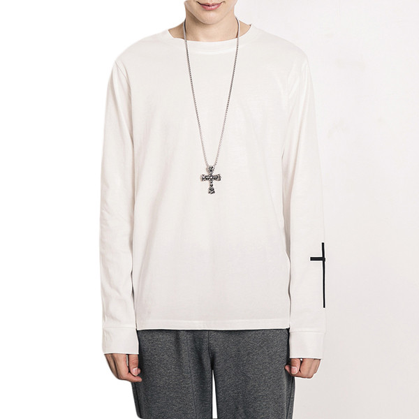 Мъжка блуза с дълъг ръкав с апликация и надпис на гърба