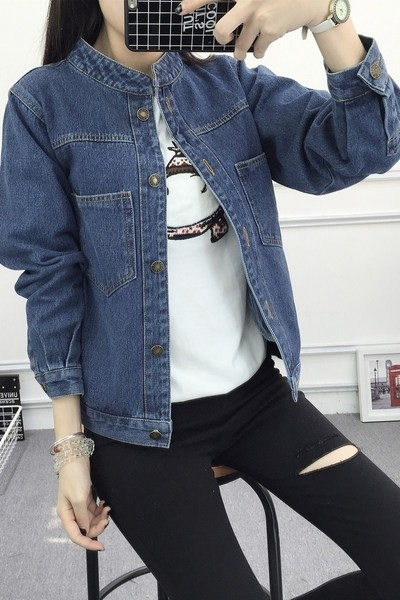 Пролетно-есенно дамско дънково яке тип `Boyfriend`