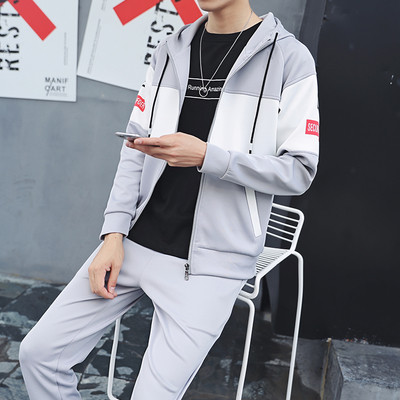 Αθλητικό casual ανδρικό σετ με κουκούλα και φερμουάρ σε διάφορα χρώματα