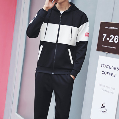 Αθλητικό casual ανδρικό σετ με κουκούλα και φερμουάρ σε διάφορα χρώματα