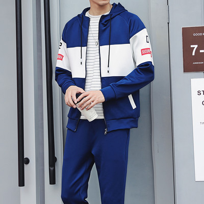 Αθλητικό casual ανδρικό σετ με κουκούλα και φερμουάρ σε διάφορα χρώματα