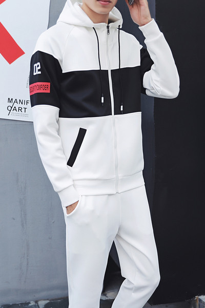 Αθλητικό casual ανδρικό σετ με κουκούλα και φερμουάρ σε διάφορα χρώματα