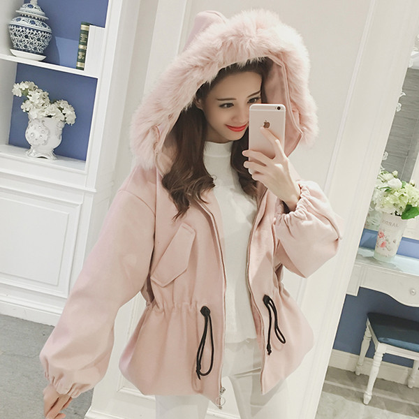 Γυναικείο παλτό με κουκούλα σε δύο χρώματα