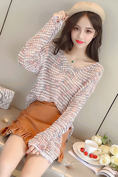 Дамски ежедневен пуловер с широки ръкави