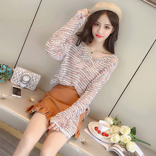 Дамски ежедневен пуловер с широки ръкави