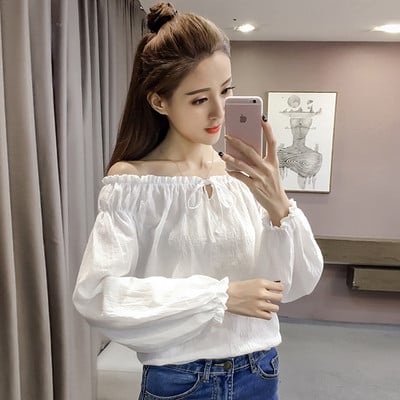 Γλυκό casual γυναικεία πουκάμισο με περασμένους ώμους σε διάφορα χρώματα