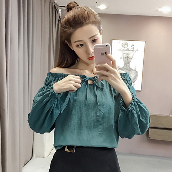 Γλυκό casual γυναικεία πουκάμισο με περασμένους ώμους σε διάφορα χρώματα