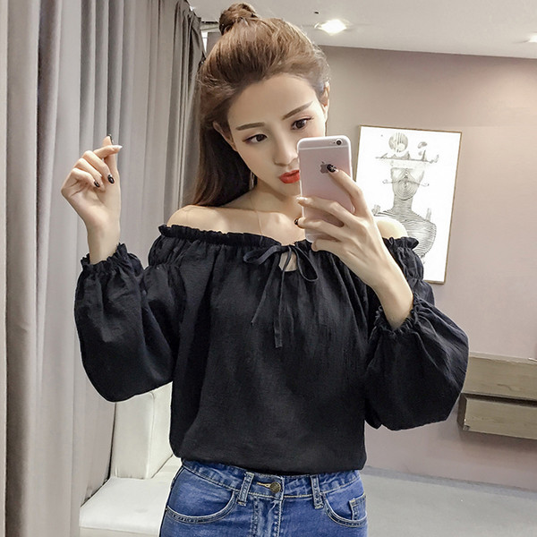 Γλυκό casual γυναικεία πουκάμισο με περασμένους ώμους σε διάφορα χρώματα