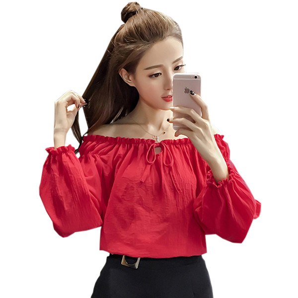 Γλυκό casual γυναικεία πουκάμισο με περασμένους ώμους σε διάφορα χρώματα