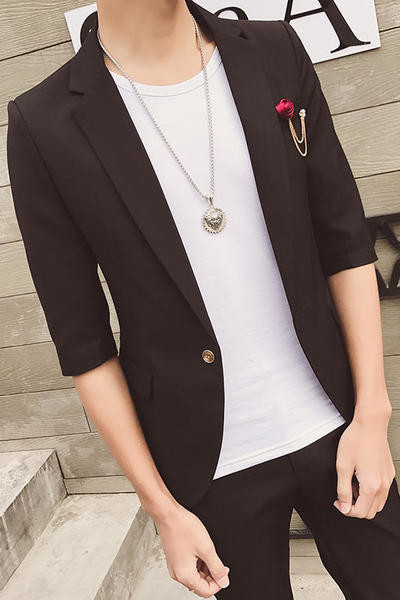 Много стилно мъжко сако с брошка в три цвята