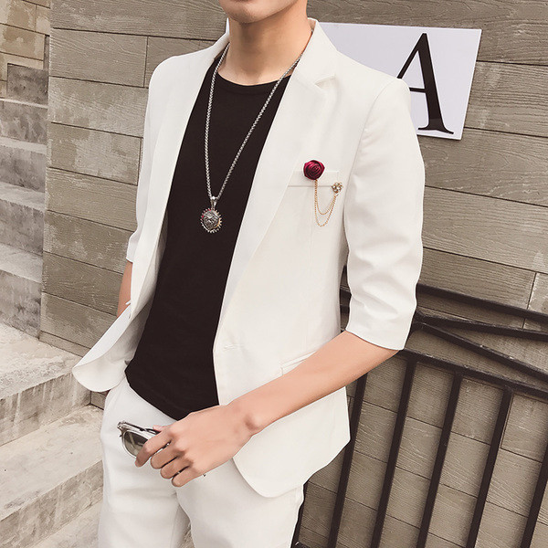 Много стилно мъжко сако с брошка в три цвята