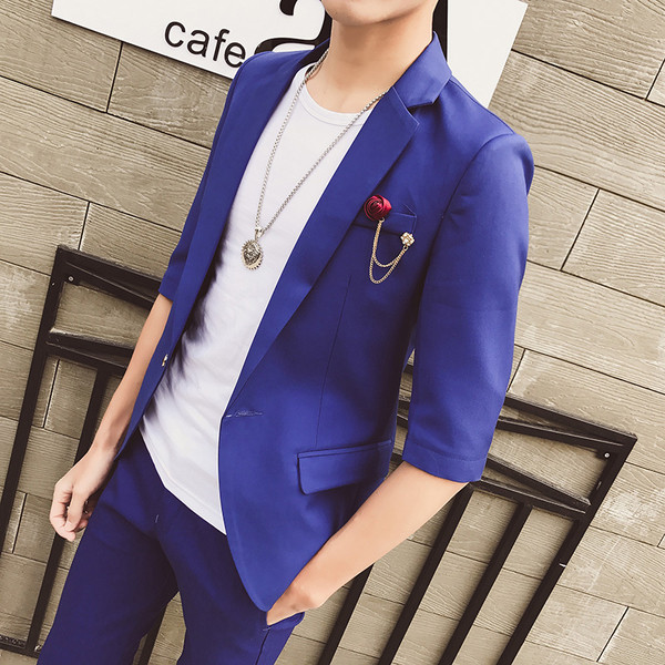 Много стилно мъжко сако с брошка в три цвята