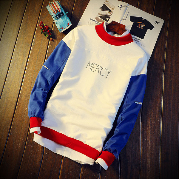 Ανδρικό καθημερινό πουλόβερ με κολάρο σε σχήμα O και χρωματιστά μανίκια, με διάφορα χρώματα