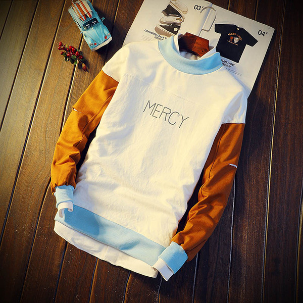 Ανδρικό καθημερινό πουλόβερ με κολάρο σε σχήμα O και χρωματιστά μανίκια, με διάφορα χρώματα