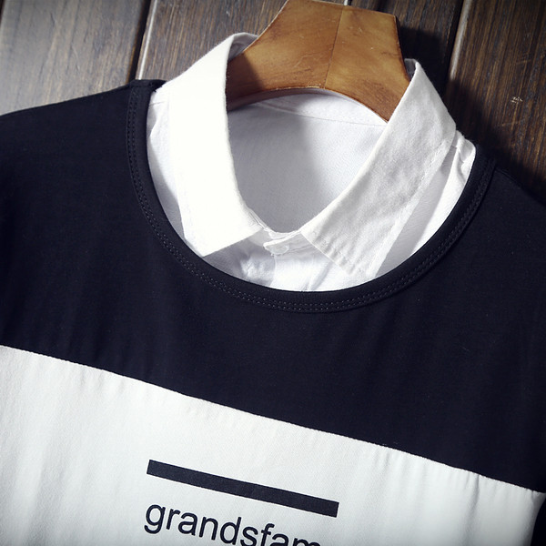 Ανδρική μπλούζα με μακριά μανίκια και γιακά