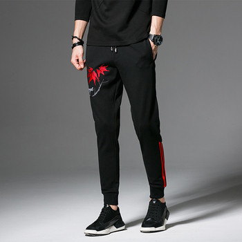 Мъжки спортен панталон с връзки ,подходящ за ежедневието  в черен цвят