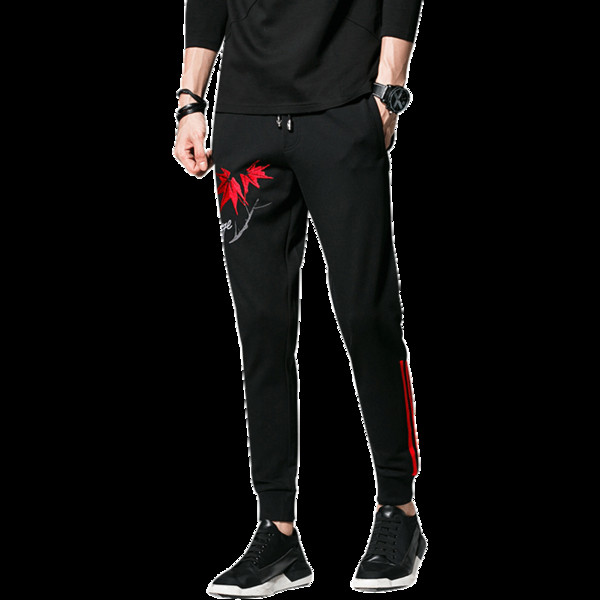 Αθλητικά παντελόνια ανδρών με δεσμούς που ταιριάζουν στο καθημερινό μαύρο χρώμα